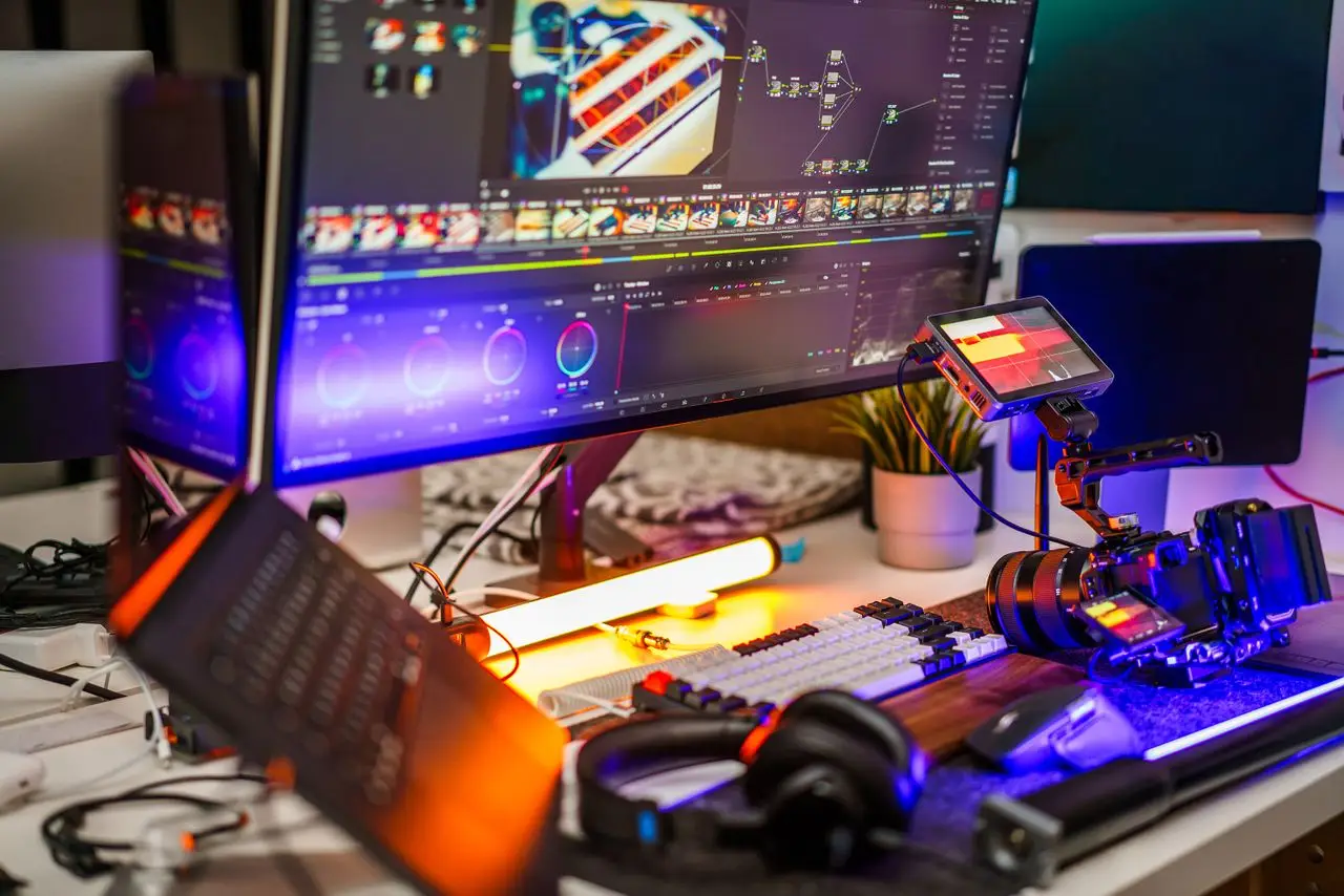 Professionelles Videostudio mit Licht und Kameratechnik